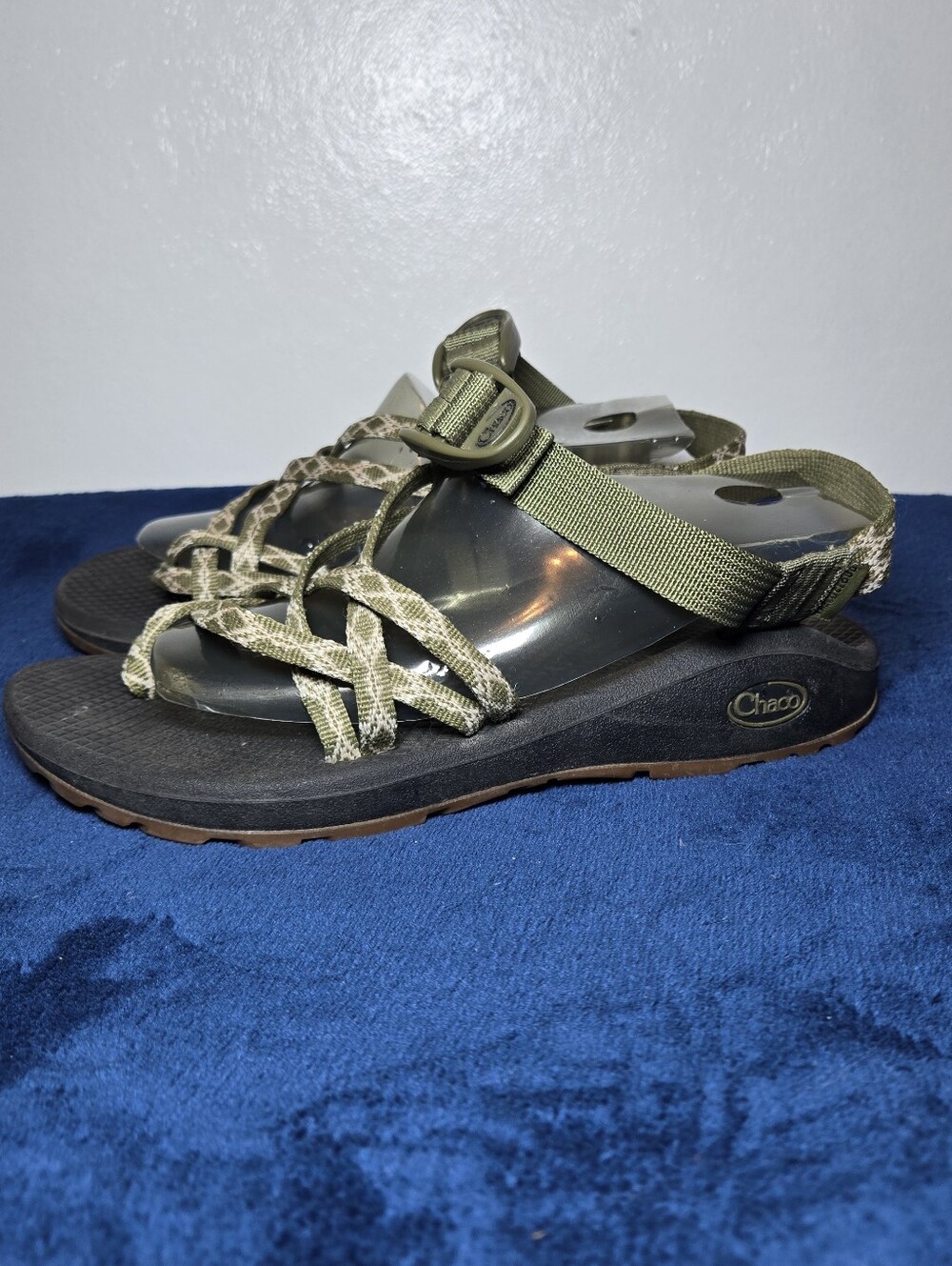 CHACO Z/CLOUD X2 Sandals Women's Size 8 W Comfort No Slip Secure Fit Green/Black
